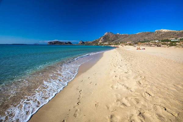 Playa Falassarna Isla Creta Con Aguas Cristalinas Azules Grecia Europa —  Fotos de Stock