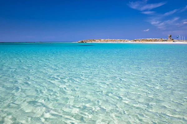 Spiaggia Elafonissi Sull Isola Creta Con Acqua Limpida Azzurra Grecia — Foto Stock