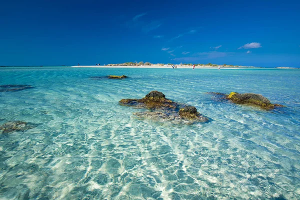 Elafonissi Strand Het Eiland Kreta Met Azure Helder Water Griekenland — Stockfoto
