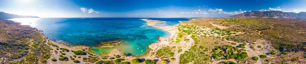 Luchtfoto Van Elafonissi Strand Het Eiland Kreta Met Azure Helder — Stockfoto