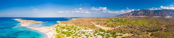 Вид Воздуха Пляж Elafonissi Острове Крит Лазурной Чистой Водой Греция — стоковое фото