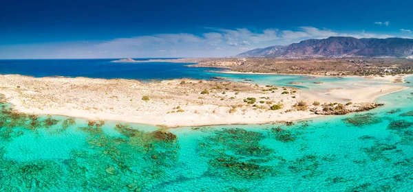 Vista Aérea Playa Elafonissi Isla Creta Con Aguas Cristalinas Azules —  Fotos de Stock