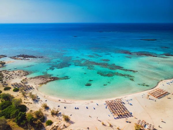 Elafonissi Beach Azure Ile Crete Adada Hava Görünümünü Temiz Yunanistan — Stok fotoğraf