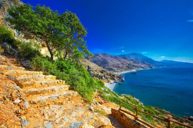 Preveli plaj azure ile Crete adada temiz su, Yunanistan, Avrupa. En büyük ve en kalabalık Yunan adalarından Crete olduğunu. 