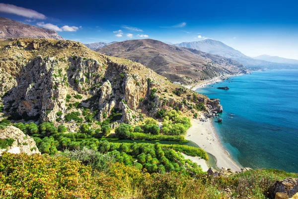 Preveli Beach Kreta Med Azure Klart Vatten Grekland Europa Kreta — Stockfoto