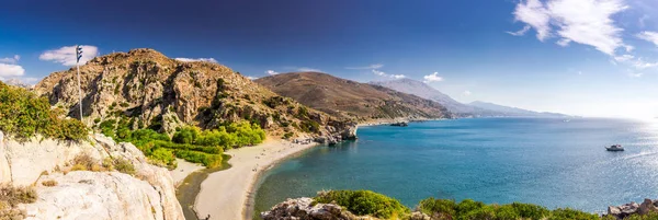 Preveli Playa Isla Creta Con Aguas Cristalinas Azules Grecia Europa — Foto de Stock