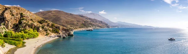 Preveli Strand Auf Betoninsel Mit Azurklarem Wasser Griechenland Europa Beton — Stockfoto