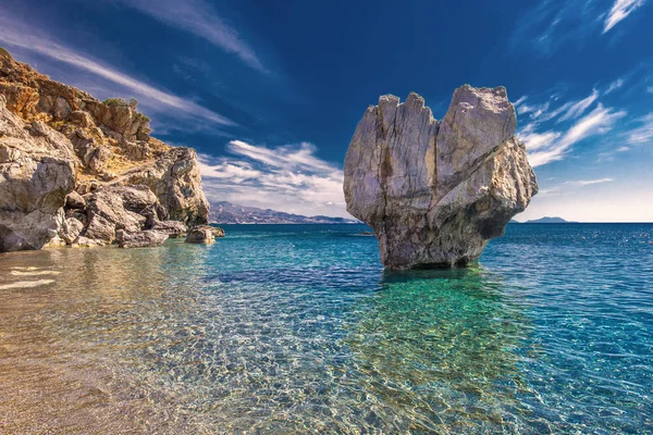 Preveli Playa Isla Creta Con Aguas Cristalinas Azules Grecia Europa — Foto de Stock