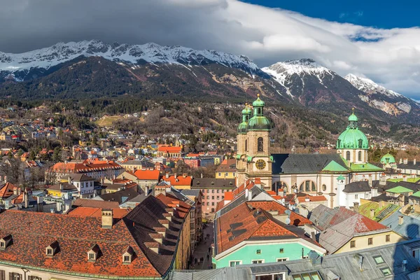 Innsbruck Pusat Kota Bawah Menara Stadtturm Kota Ini Merupakan Ibu — Stok Foto