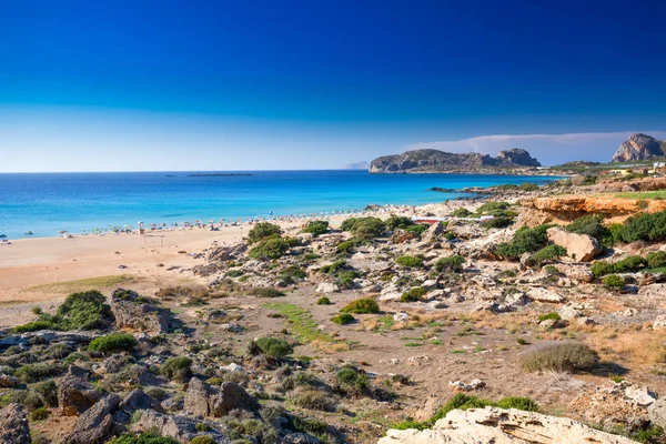 Playa Falassarna Isla Creta Con Aguas Cristalinas Azules Grecia Europa — Foto de Stock