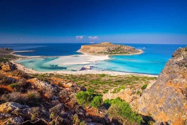 Lagoa Balos Ilha Creta Com Águas Límpidas Azuis Grécia Europa — Fotografia de Stock