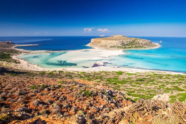 Lagoa Balos Ilha Creta Com Águas Límpidas Azuis Grécia Europa — Fotografia de Stock