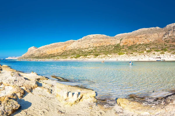 克里特岛上的巴洛斯泻湖 有蔚蓝清澈的海水 克里特岛是希腊最大 人口最多的岛屿 — 图库照片