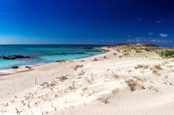 Playa Elafonissi Isla Creta Con Aguas Cristalinas Azules Grecia Europa — Foto de Stock