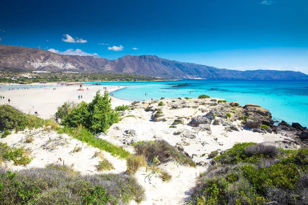 Playa Elafonissi Isla Creta Con Aguas Cristalinas Azules Grecia Europa — Foto de Stock