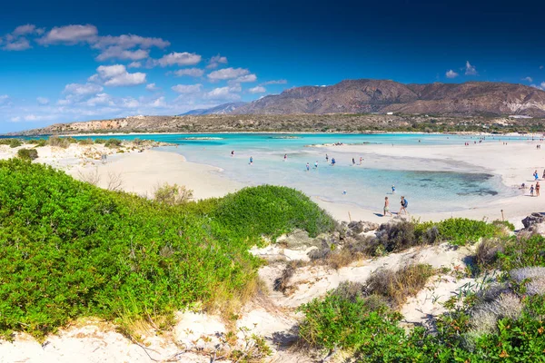 Spiaggia Elafonissi Sull Isola Creta Con Acqua Limpida Azzurra Grecia — Foto Stock