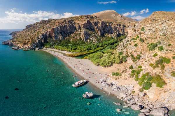 Preveli Beach Kreta Med Azure Klart Vatten Grekland Europa Kreta — Stockfoto