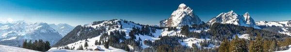 Beau Paysage Hivernal Mythenregion Domaine Skiable Ibergeregg Suisse Europe — Photo