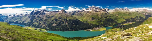 Vista Deslumbrante Elevada Silsersee Luz Sol Suíça Europa — Fotografia de Stock