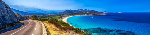 Lile Rousse yakınlarındaki Plage de Lozari'ye güzel manzara, Korsika, Fransa, Avrupa — Stok fotoğraf
