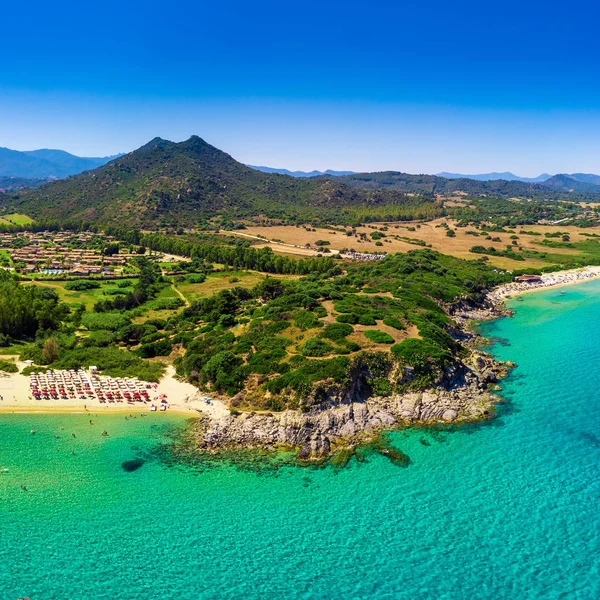 Cala Sinzias strand a közelben Costa Rei a szardíniai szigeten, Szardínia, Olaszország — Stock Fotó