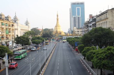 Yangon, Myanmar, Güney Doğu Asya şehir manzarası