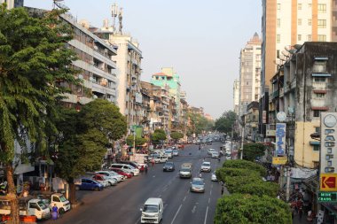 Yangon, Myanmar, Güney Doğu Asya şehir manzarası