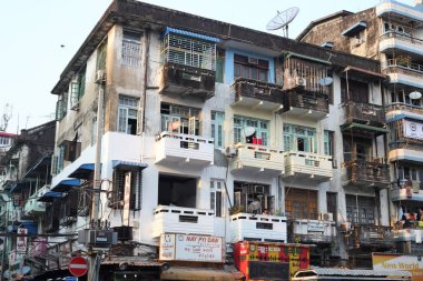 Yangon, Myanmar, Güney Doğu Asya şehir manzarası