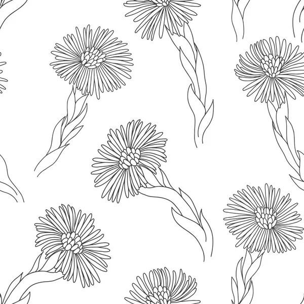 Naadloze Patroon Met Hand Getrokken Bloemen Witte Achtergrond — Stockvector