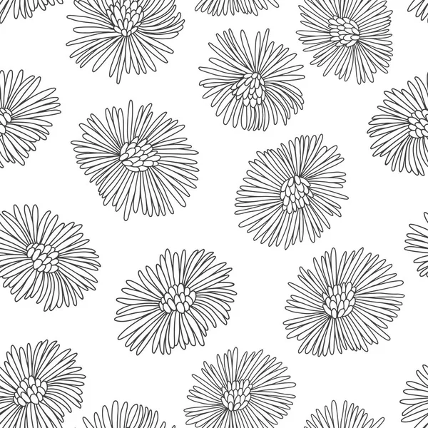 Naadloze Patroon Met Hand Getrokken Bloemen Witte Achtergrond — Stockvector