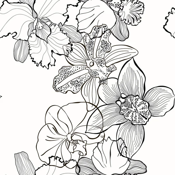 Fond Floral Avec Des Orchidées Sur Fond Blanc — Image vectorielle