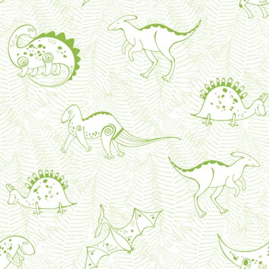 Arka plan üzerinde çizgi film dinozorlarla Dikişsiz desen bırakır 