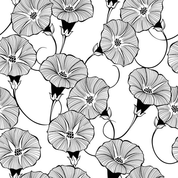 Floral Seamless Pattern Hand Drawn Bindweed Flowers — Stock Vector