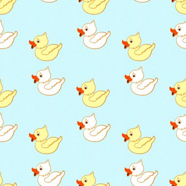 Ördek yavrusu yüzen ile seamless modeli. Vektör çizim.