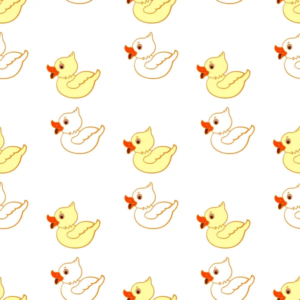 Beyaz bir arka plan üzerinde ördek yavrusu ile Seamless modeli 