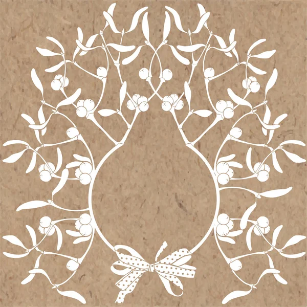 Cadre Floral Avec Gui Sur Papier Kraft Fond Vectoriel — Image vectorielle
