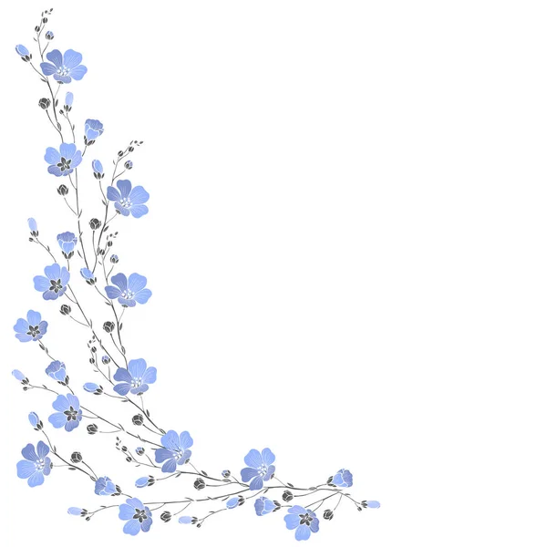Beyaz Bir Arka Planda Metin Için Yer Ile Keten Çiçekler — Stok Vektör