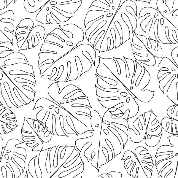 Nahtloses Muster Mit Monstera Blättern Auf Weißem Hintergrund — Stockvektor