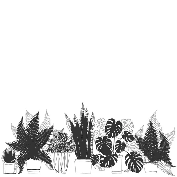 Fondo Vector Floral Con Plantas Interior Lugar Para Texto — Vector de stock