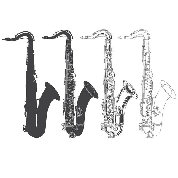 Hermoso Gráfico Saxophones Vector Ilustración — Vector de stock