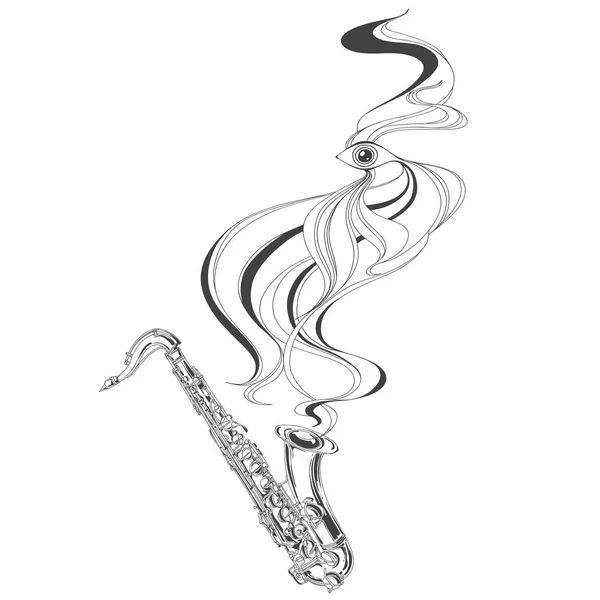 Hermoso Gráfico Saxophone Vector Ilustración — Vector de stock