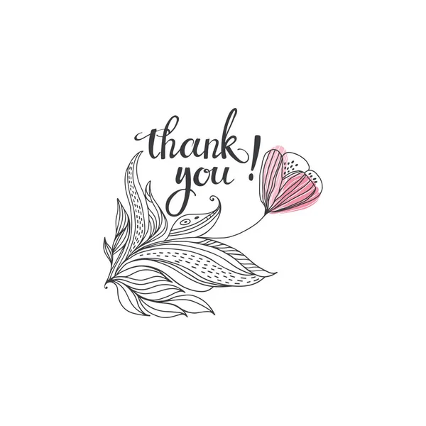 Thank You Vector Illustration Poppy Flower — Stock Vector