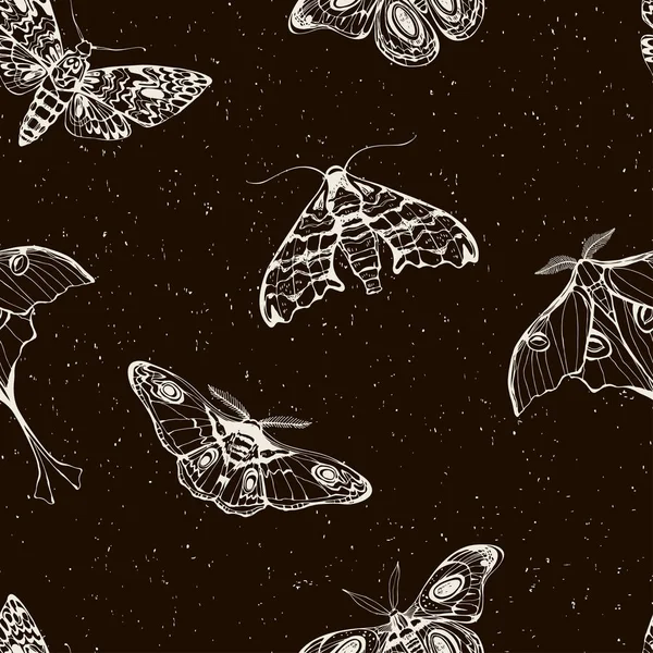 夜の蝶とシームレスなベクトルの背景 — ストックベクタ