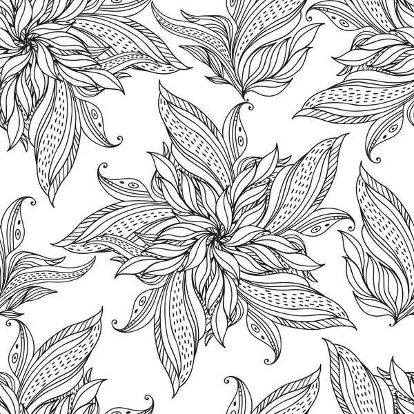 Fundo Floral Com Flores Abstratas Ilustração Vetorial Desenhada Mão — Vetor de Stock