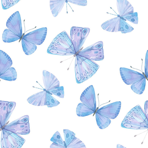 seamless vector background with hand drawn butterflies