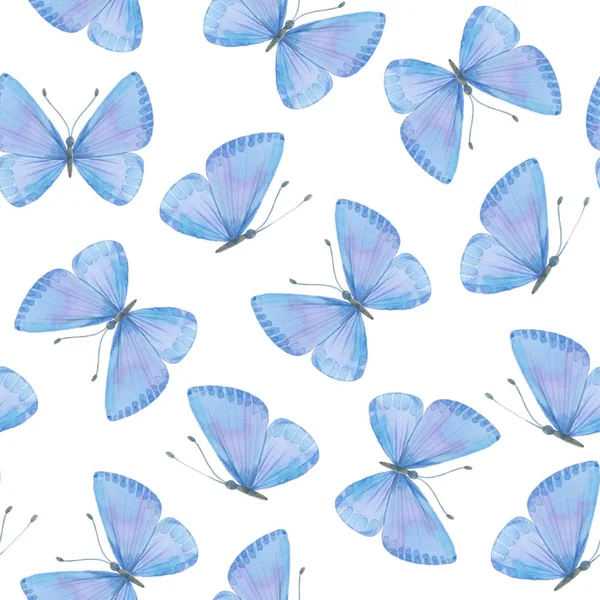 Bezproblémové Vektorové Pozadí Ručně Tažené Motýli — Stock fotografie