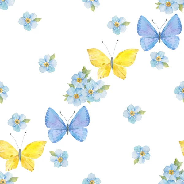 Farfalle Non Dimenticarti Illustrazione Del Modello Senza Soluzione Continuità — Foto Stock