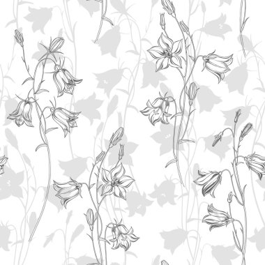 Bluebells. Tek renkli çiçek arka plan. Vektör çizim.