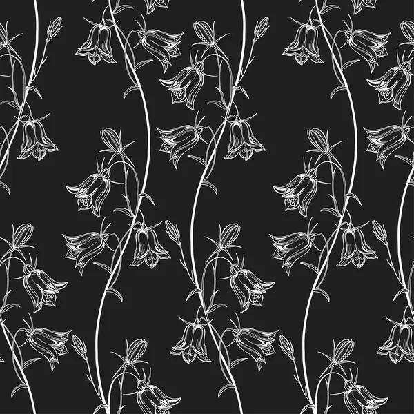 Bluebells Fundo Floral Monocromático Ilustração Vetorial — Vetor de Stock