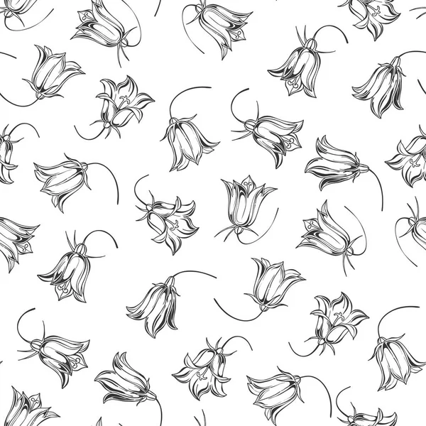 Блюбелл Монохромний Квітковий Фон Векторні Ілюстрації — стоковий вектор